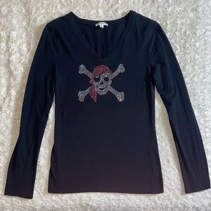 Black Pirate Booty Embellished Long Sleeve Shirt Gaspy Gasparilla Buccaneers